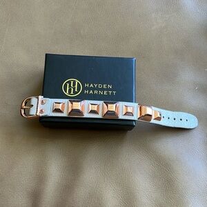 Hayden Harnett Ramone Studded Cuff - White/Rose Gold with Original Box